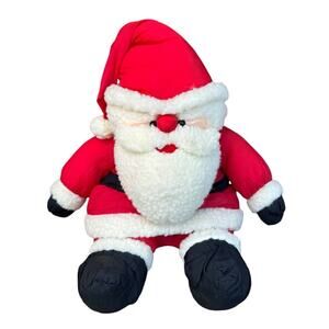 Vtg 1990s World Bazaar Santa Claus Puffy Plush Nylon Parachute Stuffed Christmas
